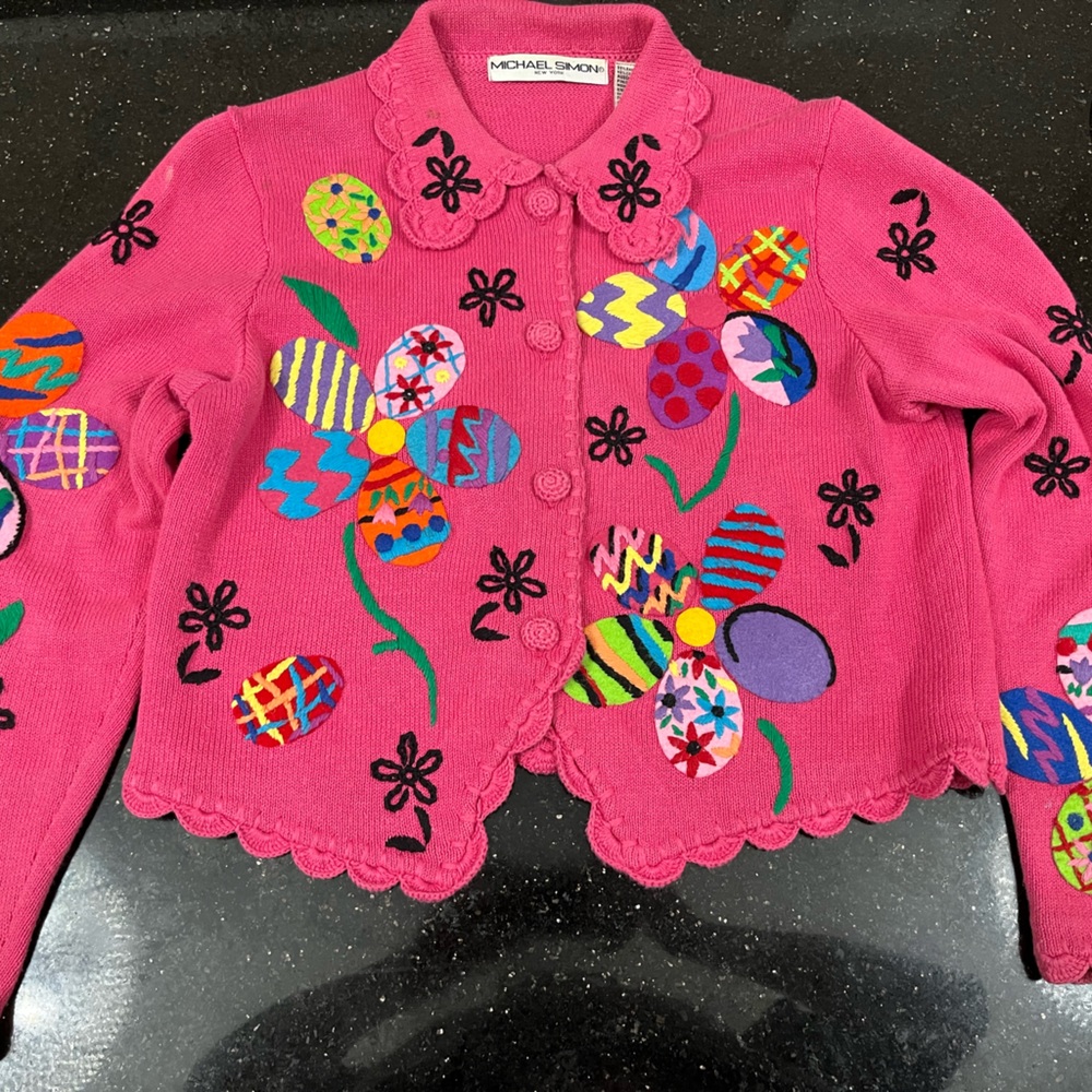 Michael Simon Easter flower cardigan